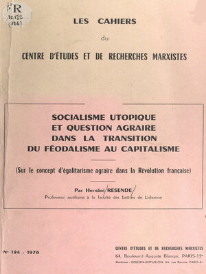 cover image of Socialisme utopique et question agraire dans la transition du féodalisme au capitalisme